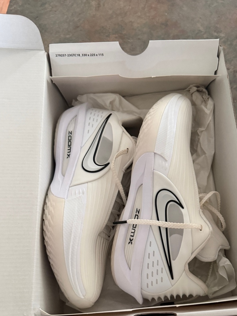 Nike ZoomX Basketball Sneakers - White/Cream with Black Swoosh